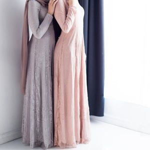 Hayah collection Kashmiri pink lace gown dress eid